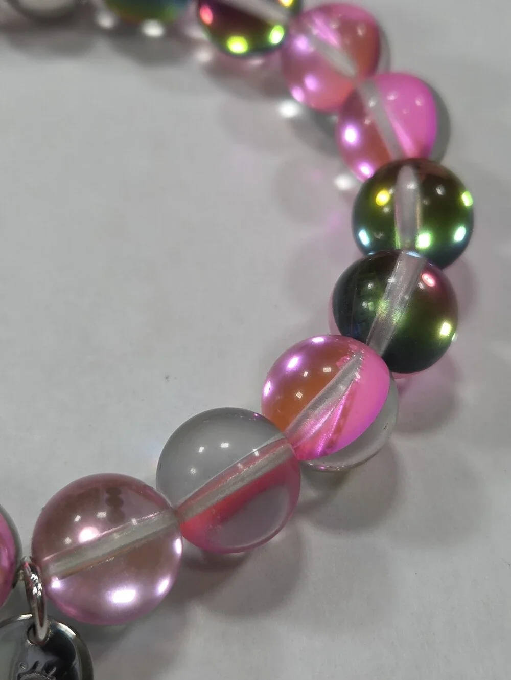 🆕️ NOGU Rose Petal Silver Mermaid Glass Statement Bracelet